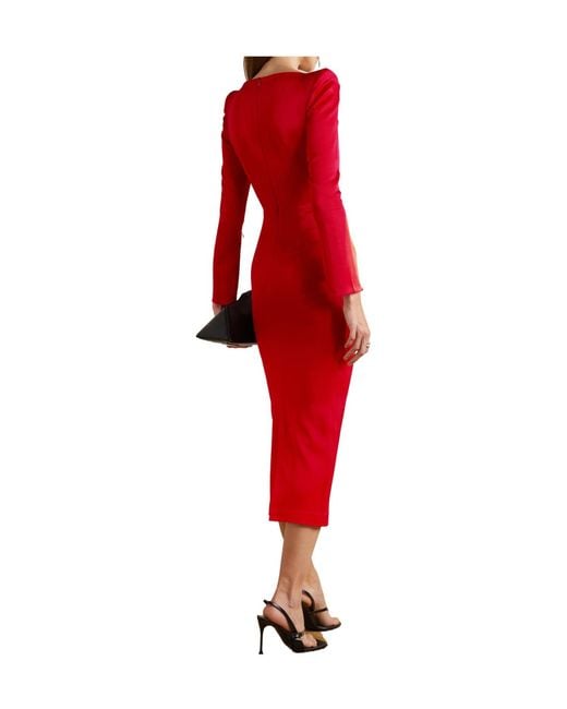 Alex Perry Red Long-Sleeve Midi Dress
