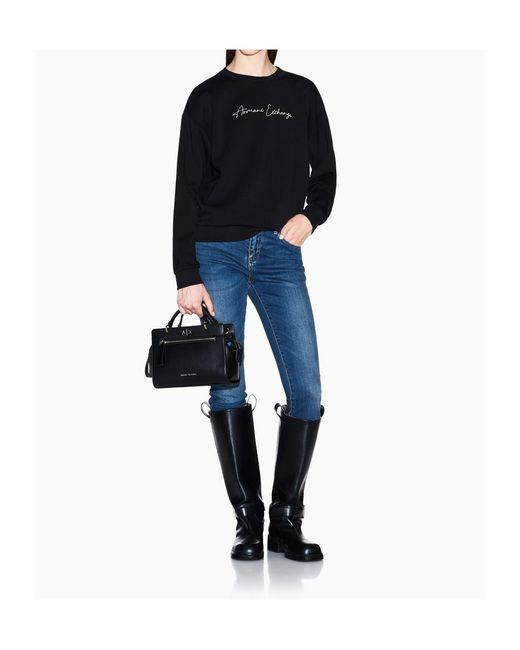 ARMANI EXCHANGE Black Crew-Neck Sweatshirt