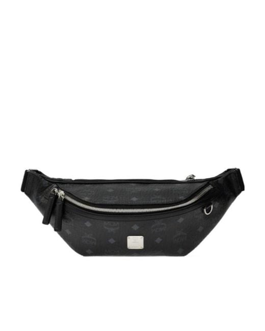 MCM Black Logo-Print Belt Bag for men