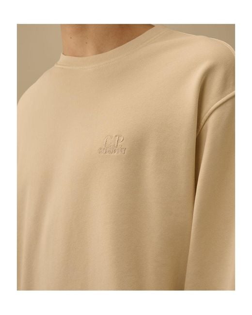 C P Company Natural Logo-Embroidered Crewneck Cotton Sweatshirt for men