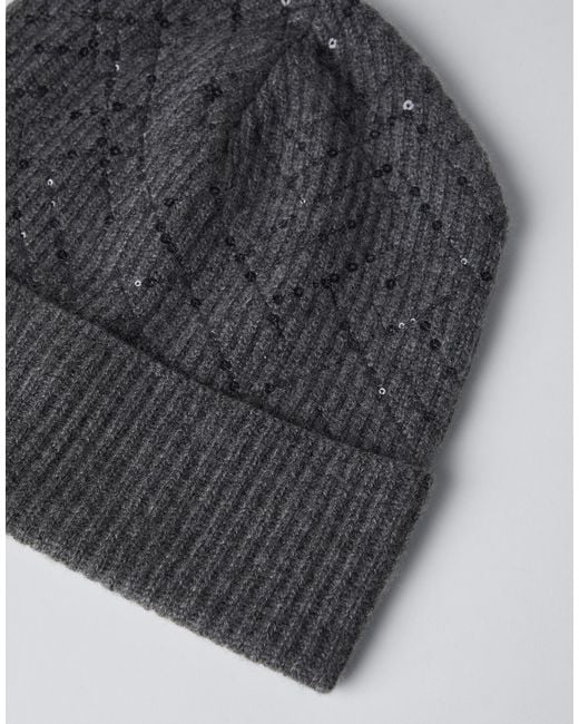 Brunello Cucinelli Gray Sequin-Embellished Cashmere Beanie
