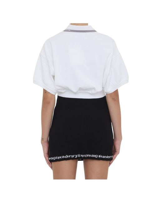 Alexander Wang Black T By Cropped Polo Shirt