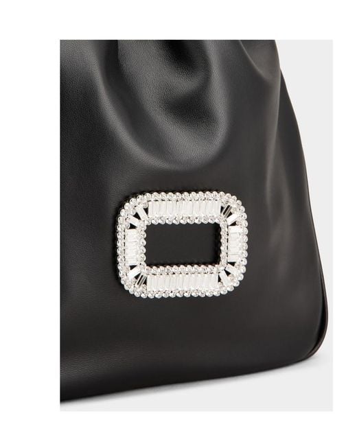 Roger Vivier Black Crystal-Buckle Chain Shoulder Bag
