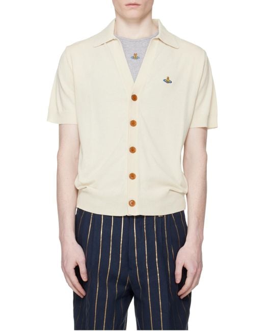 Vivienne Westwood White Button-Front Knit Polo Shirt for men