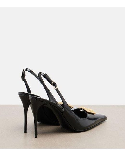Dolce & Gabbana Black Lollo Dg Patent Leather Slingback Pumps
