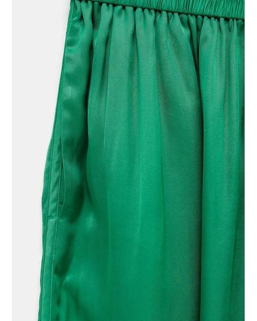 Frankie Shop Green Nelis Lenzing Ecovero-Blend Satin Knee-Lenght Shorts