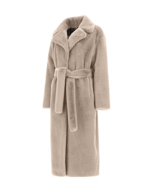 Herno Natural Belted Faux-Fur Coat