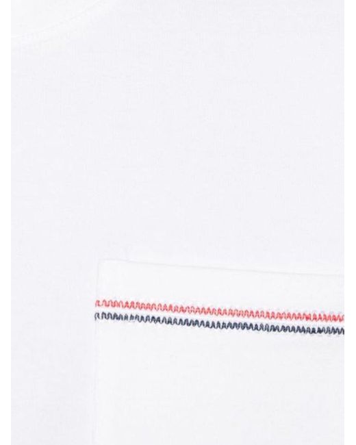 Thom Browne White Pocket-Detailed Crewneck T-Shirt for men
