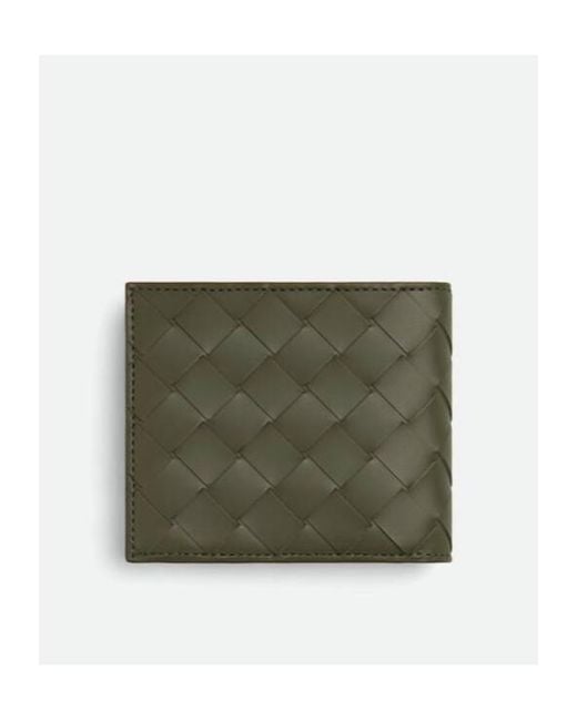 Bottega Veneta Green Intrecciato Bi-Fold Wallet With Coin Purse for men