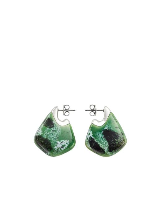 Bottega Veneta Green Small Fin Ceramic Earrings