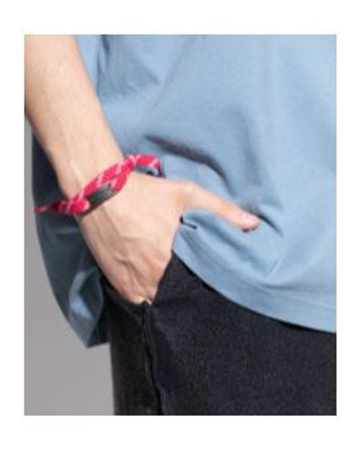 Balenciaga Pink Logo Engraved Bracelet for men