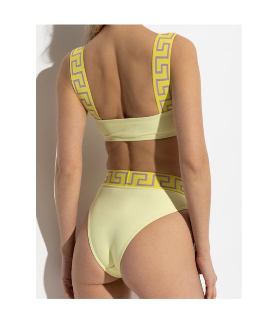 Versace Yellow Greca Border Bikini Top