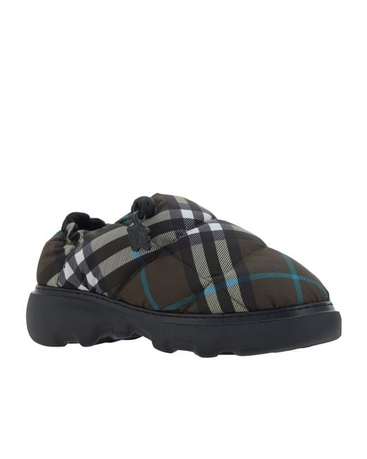 Burberry Black Checked Padded Flat Sandals