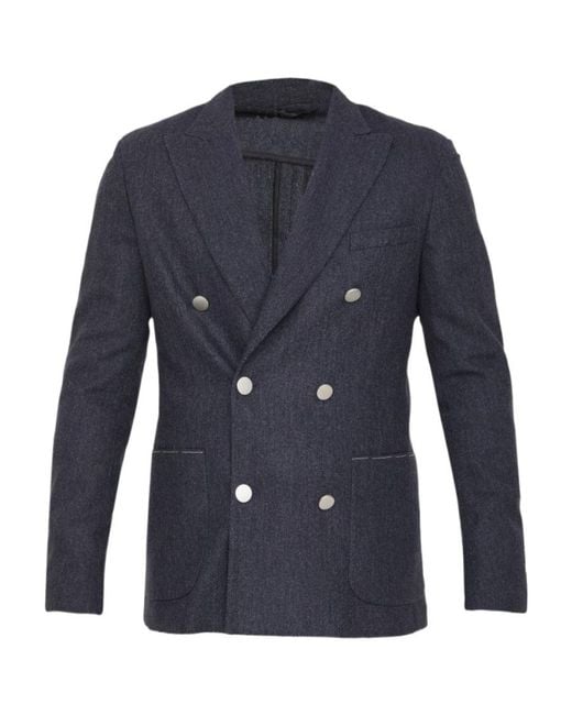 Tonello Blue Double-Breasted Jacket for men