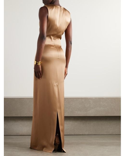 Tom Ford Natural Ruched Detailed Evening Dress