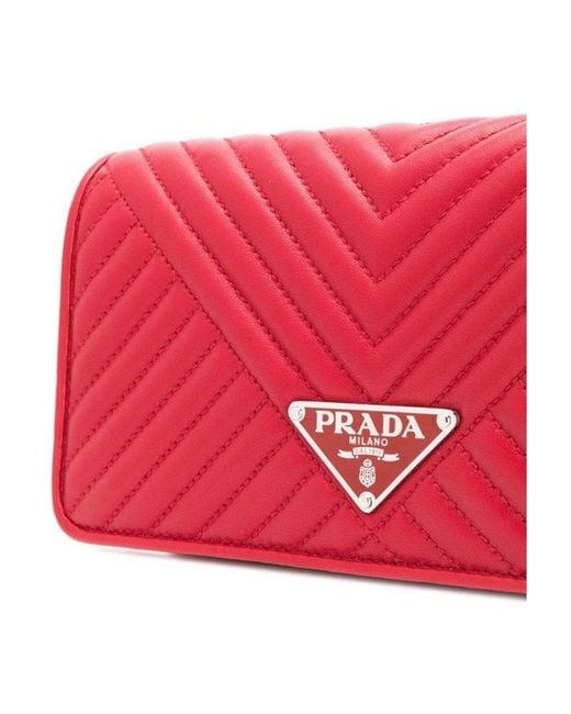 Prada Red Quilted Mini Single Shoulder Woc