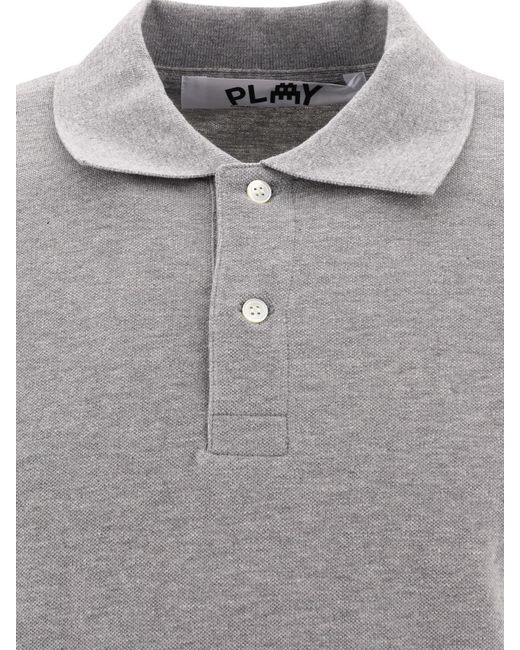 COMME DES GARÇONS PLAY Gray Short-Sleeved Polo Shirt for men