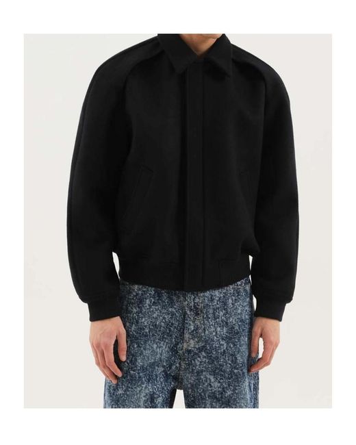 1989 STUDIO Black Embroidered Back Text Coat for men