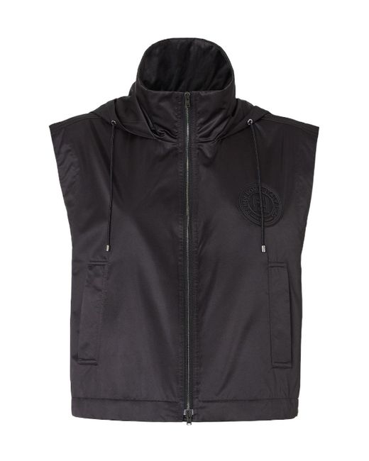 Fendi Black High-Neck Hooded Drawstring Gilet