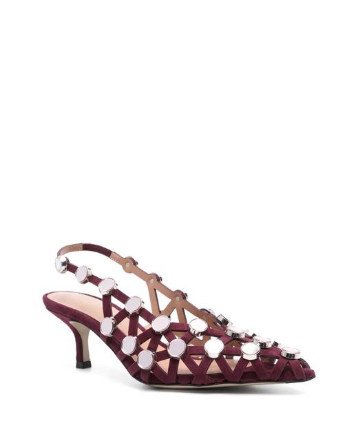 The Attico Pink 50Mm Grid Slingback Pumps