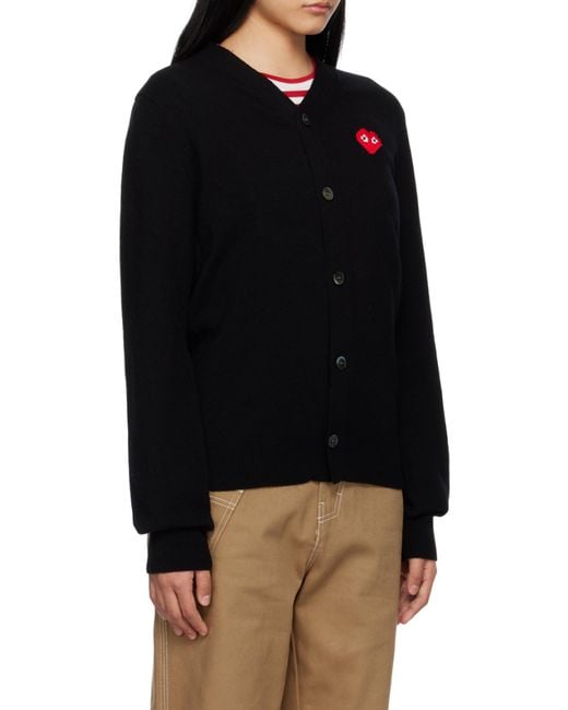 COMME DES GARÇONS PLAY Black Comme Des Garçons Play Logo Patch Buttoned Cardigan for men