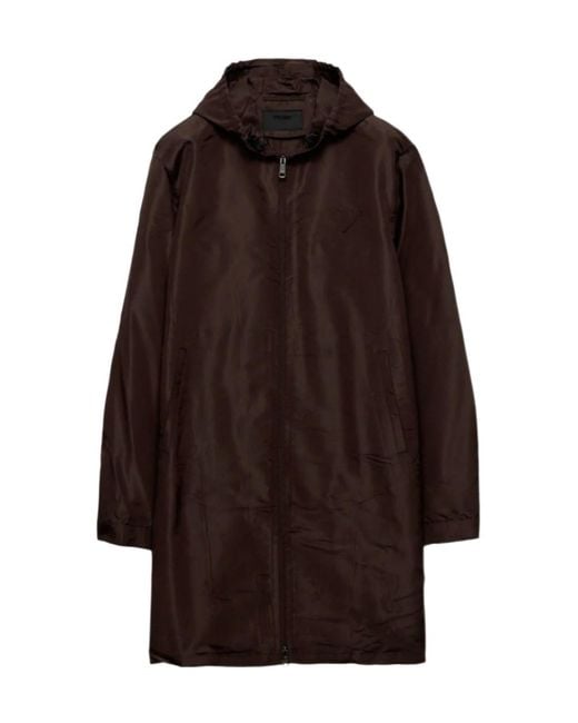 Prada Brown Silk Overcoat for men