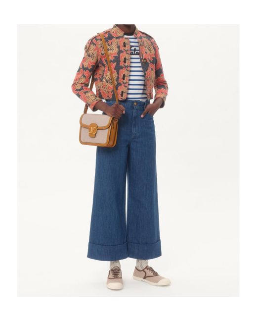 Valentino Blue Striped Crewneck T-Shirt