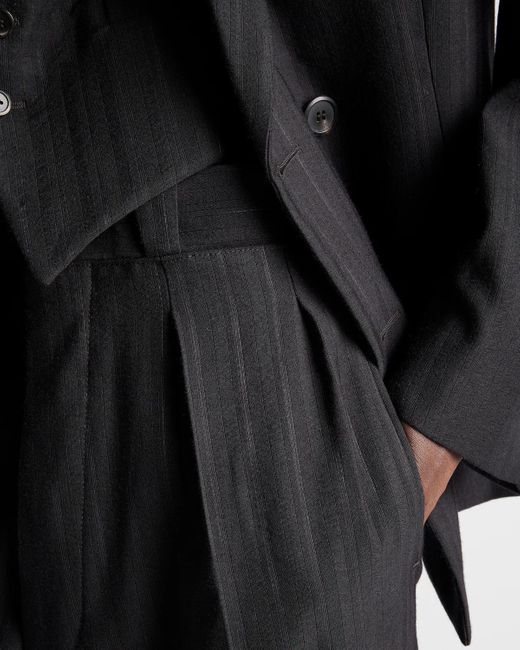 Prada Black Pinstripe Pattern Trousers for men