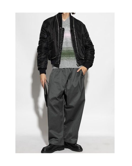 KENZO Gray Striped Knitted Jumper for men