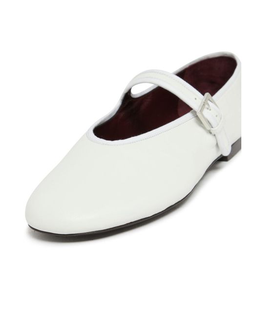 The Row White Round Head Ballet Shoes