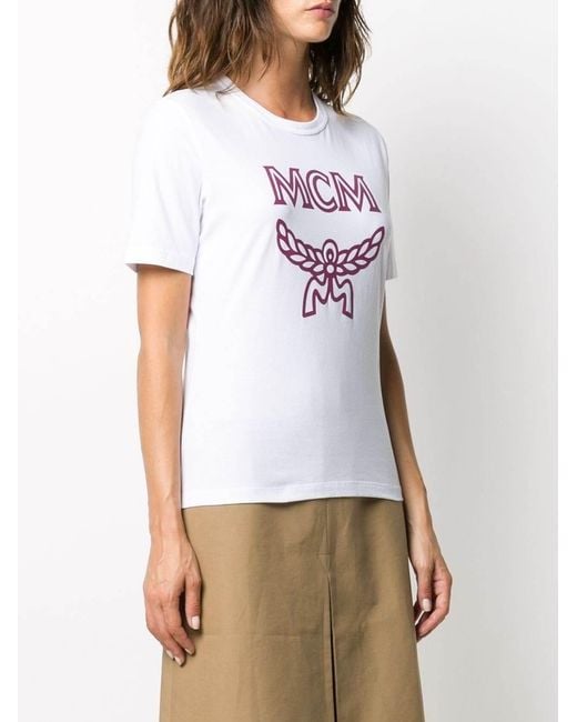 MCM White Logo Round Neck T-Shirt