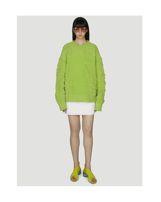 Bottega Veneta Green Alphabet Motif Ribbed-Knit Jumper