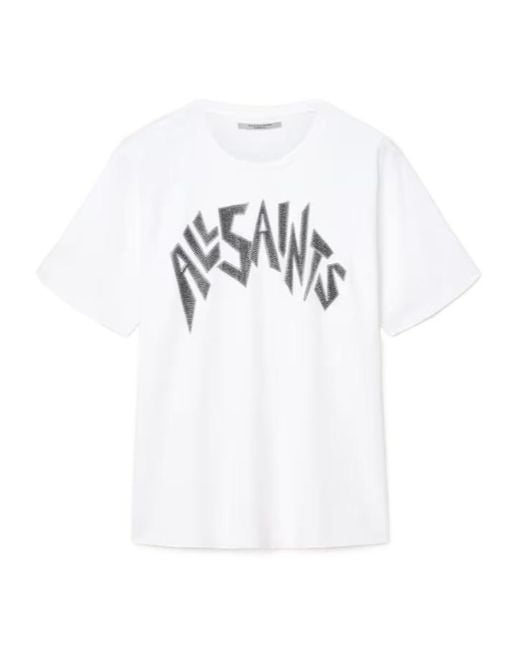 AllSaints White Zinc Boyfriend T-Shirt