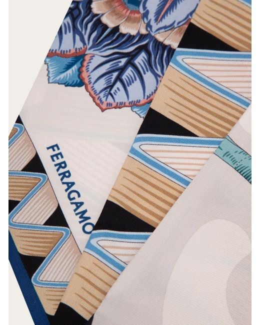 Ferragamo White Ferragamo Printed Twill Scarf