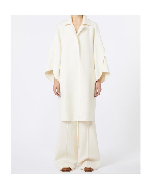 Max Mara White Wool And Cashmere Cloth Coat