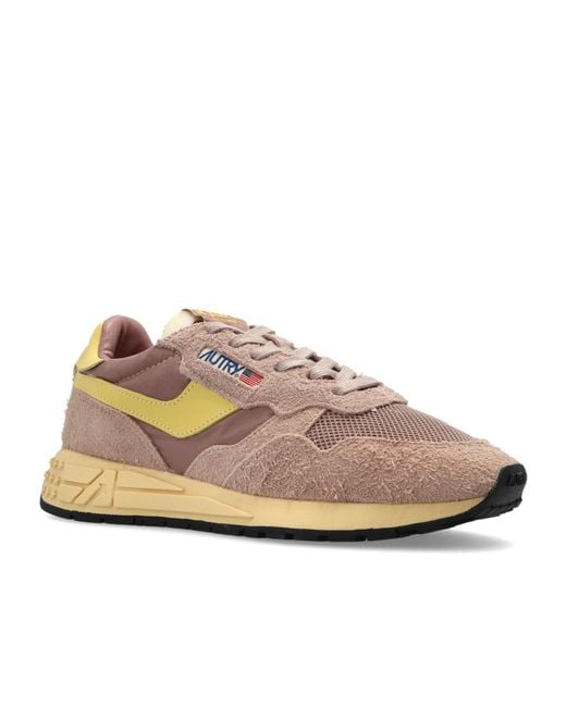 Autry Pink Reelwind Lace-Up Sneakers