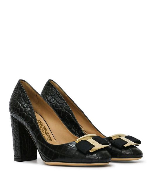Ferragamo Black Bow-Tie High Heels