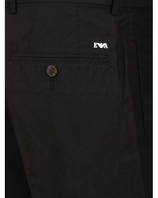 Emporio Armani Black Pleated Bermuda Shorts for men