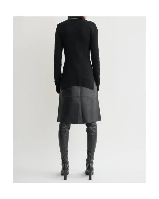 Totême  Black Totême Side Slit High Neck Jumper