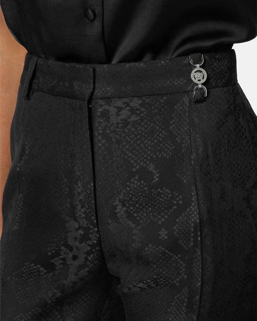 Versace Black Pattern-Printed Creased Trousers
