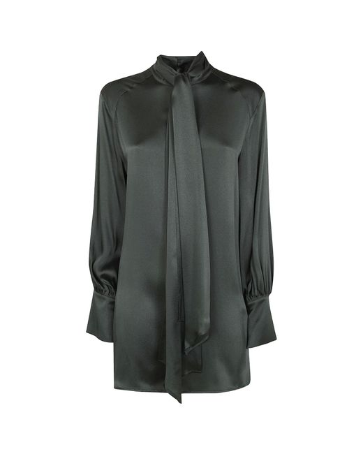 Semicouture Gray Manuela Tie-Neck Mini Dress