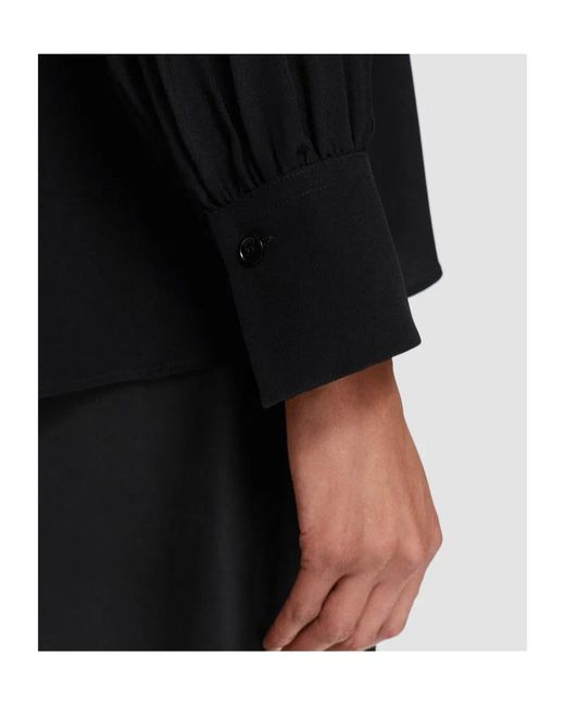 Joseph Black V-Neck Balloon-Sleeve Blouse
