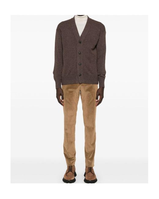 PT01 Brown Corduroy Casual Pants for men