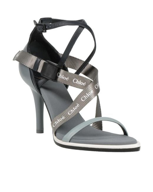 Chloé White Round-Toe High-Heel Sandals
