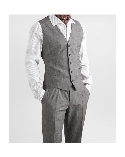 Dolce & Gabbana Gray Check-Pattern Three-Piece Suit for men
