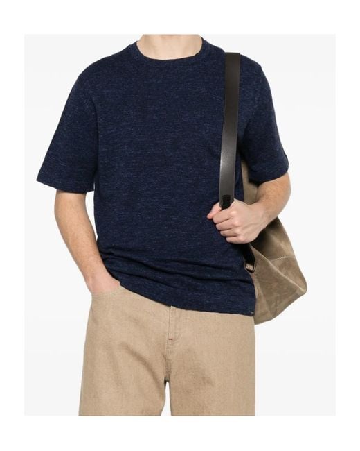 Woolrich Blue Crew-Neck Knitted T-Shirt for men
