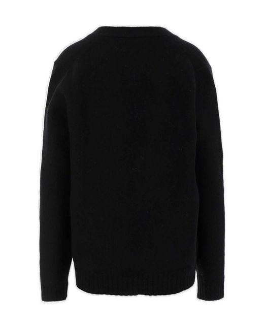 Jil Sander Black V-Neck Long-Sleeved Cardigan