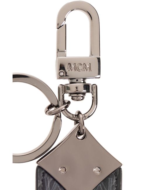 MCM White Logo Keychain for men