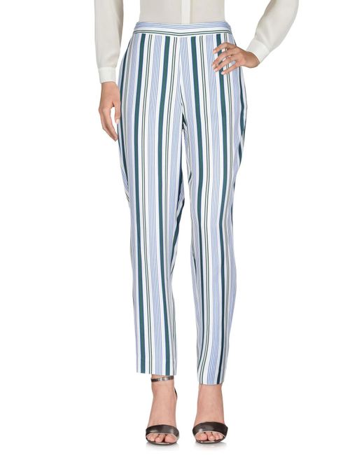 Tory Burch Blue Striped Satin Casual Pants