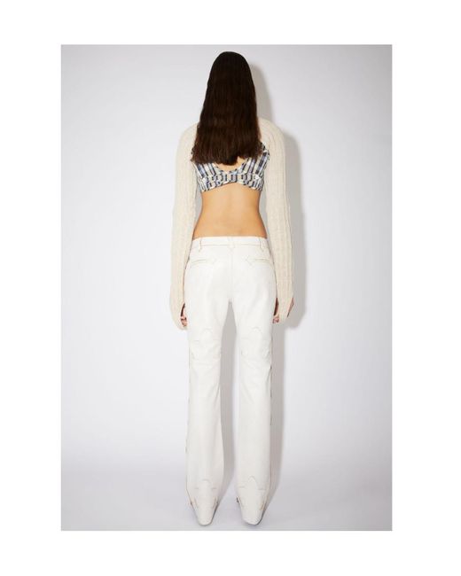 Acne White Spliced Leather Trousers